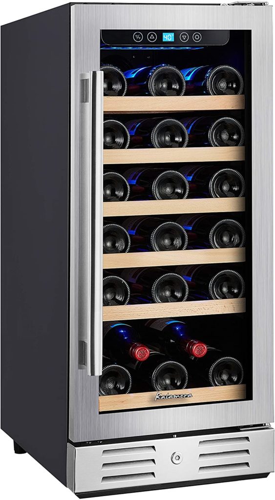 Kalamera 15” Wine Refrigerator 30 Bottle BuiltIn Single Zone with